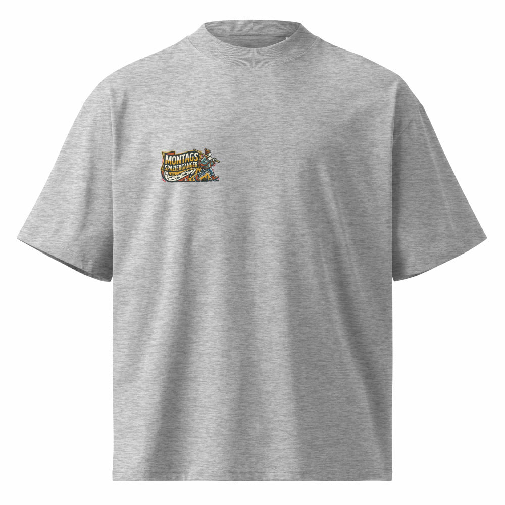 Oversized Herren T-Shirt Heather Grau Frontansicht – TextilRebell Montag, 100% Bio-Baumwolle GOTS-zertifiziert