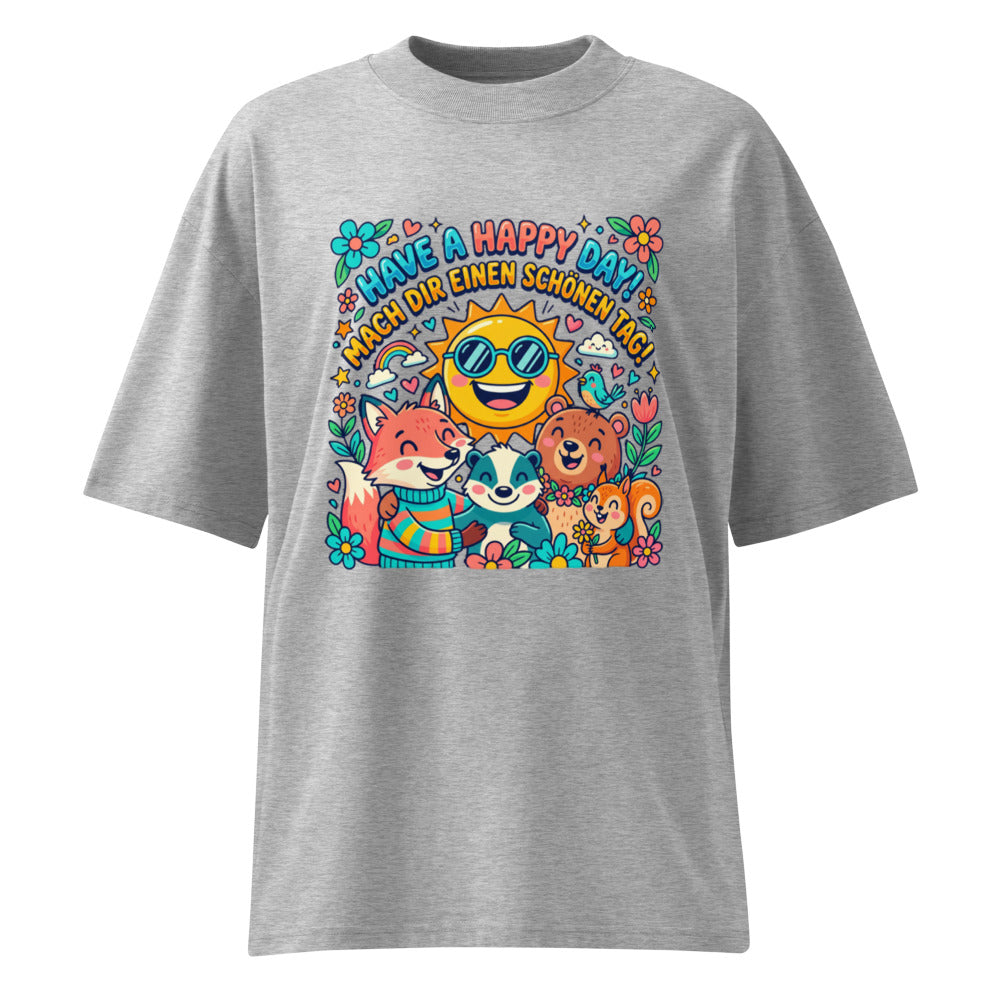 Heather Grau: „Damen Bio T-Shirt Happy Heather Grau von TextilRebell – Oversized, GOTS-zertifiziert, nachhaltige Mode"