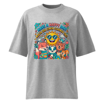 „Damen Bio T-Shirt Happy Heather Grau von TextilRebell – Oversized, GOTS-zertifiziert, nachhaltige Mode"