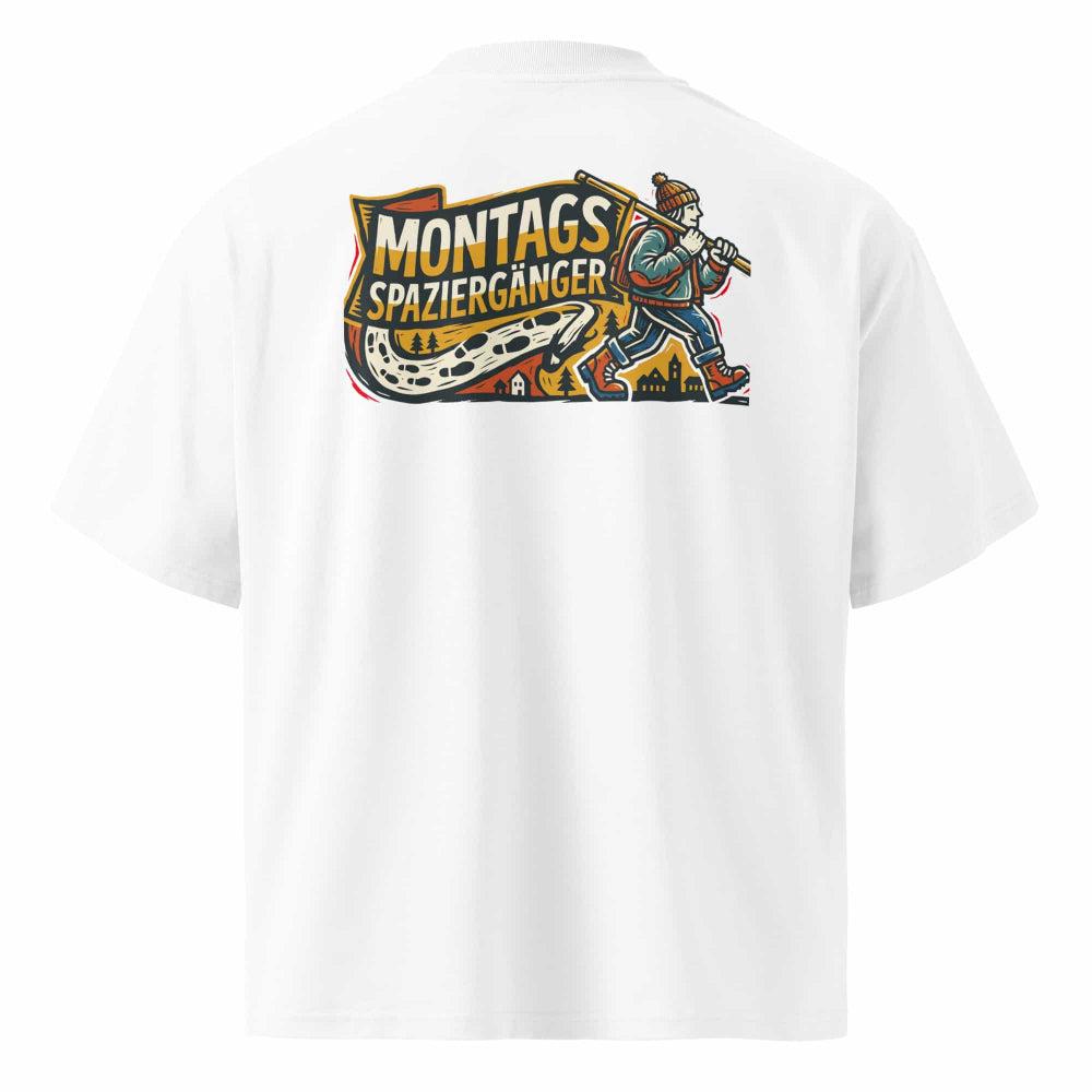 Oversized Herren T-Shirt Weiß Rückansicht – TextilRebell Montag Streetwear, Bio-Baumwolle