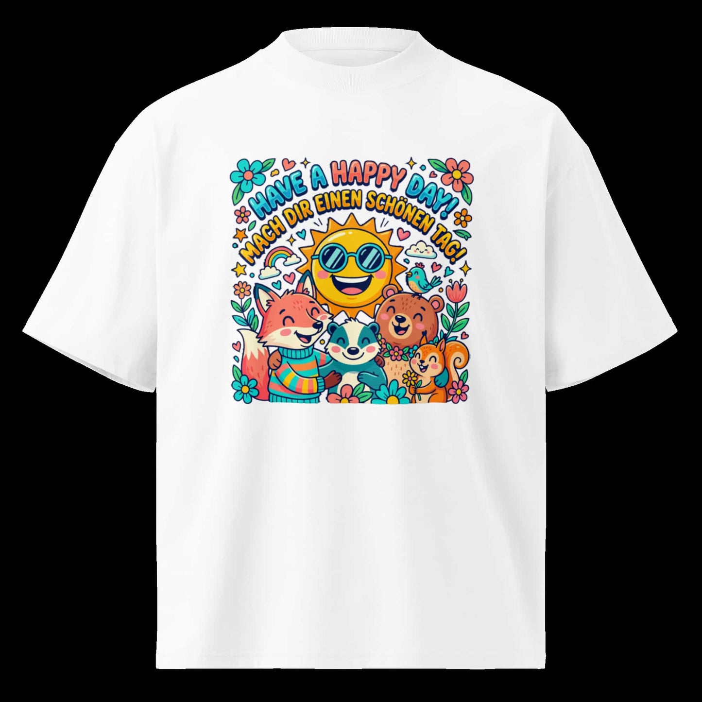 Weiß: „Damen Bio T-Shirt Happy Weiß von TextilRebell – Oversized, GOTS-zertifiziert, nachhaltige Streetwear"