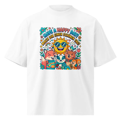 Weiß: „Damen Bio T-Shirt Happy Weiß von TextilRebell – Oversized, GOTS-zertifiziert, nachhaltige Streetwear"