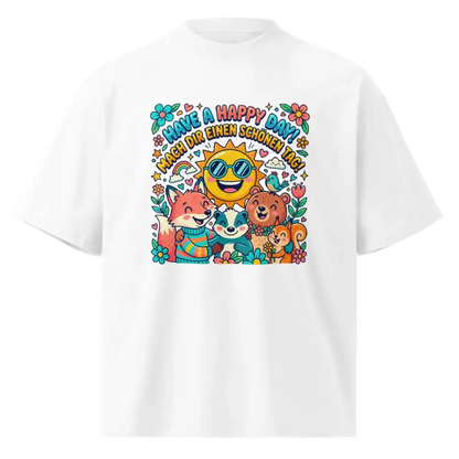 Damen Bio Oversized T-Shirt "Happy" Weiß 200g/m² – 100% Bio-Baumwolle GOTS-zertifiziert nachhaltig | TextilRebell