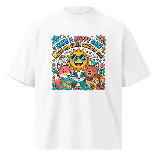 Damen Bio Oversized T-Shirt "Happy" Weiß 200g/m² – 100% Bio-Baumwolle GOTS-zertifiziert nachhaltig | TextilRebell
