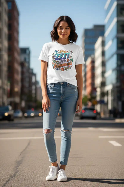 Damen T-Shirt „Zeit zur Veränderung" in Weiß – 100% Bio-Baumwolle GOTS | TextilRebell
