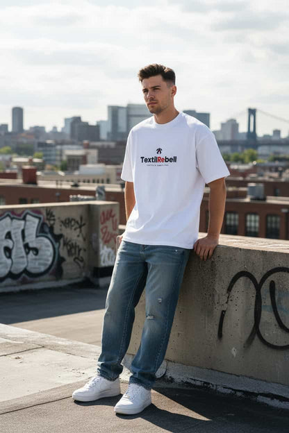 Herren Bio T-Shirt Oversized Weiß von TextilRebell – GOTS-zertifiziert, 100% Bio-Baumwolle, nachhaltiger Style