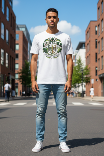  Herren Bio T-Shirt Weiß mit Bio Deutscher Adler Print – GOTS-zertifiziert | TextilRebell