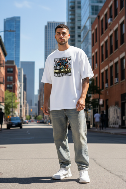 Unisex Oversized T-Shirt Weiß – 100% Bio-Baumwolle 200g/m² GOTS OCS – Sei niemals eine Option Priorität – TextilRebell