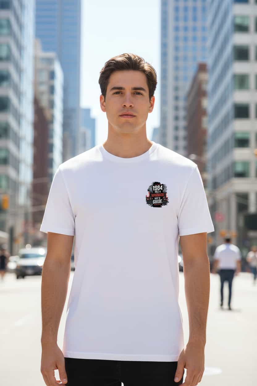 Weiß: Herren Bio T-Shirt 1984 Weiß von TextilRebell – GOTS-zertifiziert, 180 g/m², faire Produktion