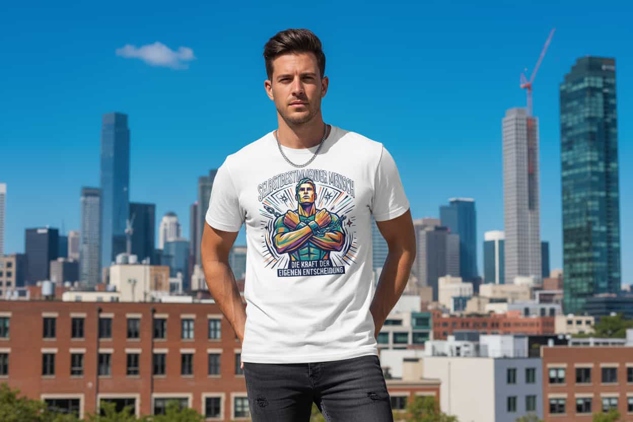 Herren Bio-Baumwolle T-Shirt Kraft in Weiß – Frontansicht, GOTS-zertifizierte Bio-Baumwolle, 180 g/m², TextilRebell