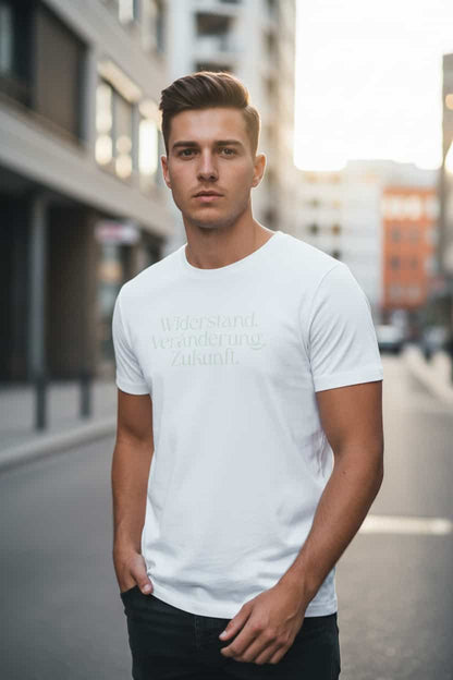 Herren Bio T-Shirt Widerstand Weiß von TextilRebell – GOTS-zertifiziert, 100% Bio-Baumwolle, nachhaltiger Style