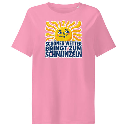 Damen Bio T-Shirt Schönes Wetter in Bubble Pink – 100% Bio-Baumwolle, 180 g/m², GOTS-zertifiziert | TextilRebell